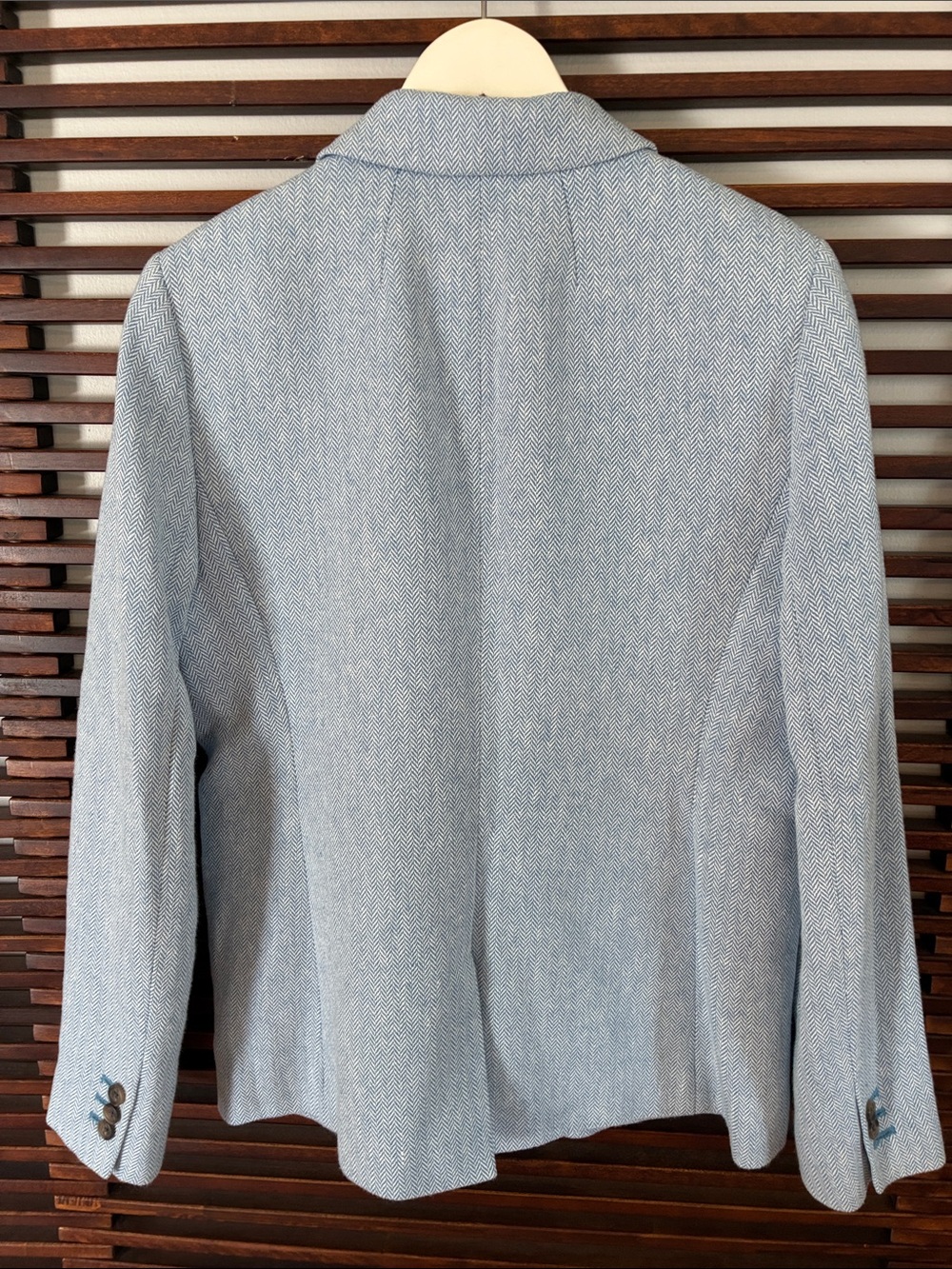 J. Crew Factory Light Blue Herringbone Single-Button Blazer - Picture 6 of 9